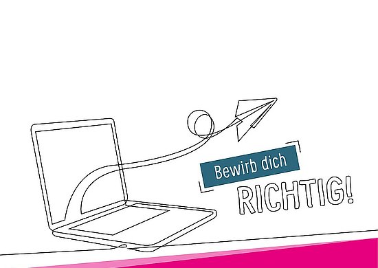 Eine Grafik mit einem stilisiert angedeuteten Laptop aus dem ein Papierflieger entspringt