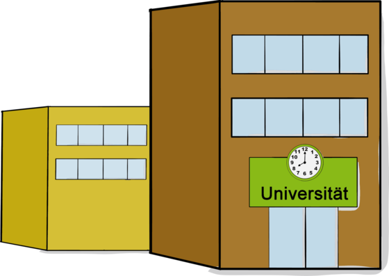 Strichzeichnung Universitätsgebäude