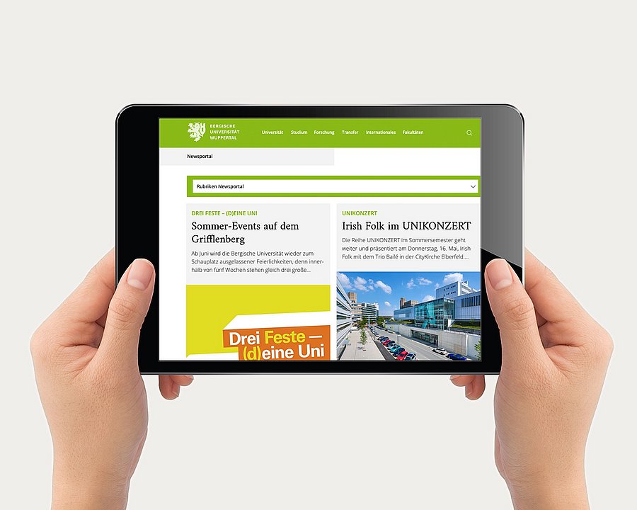 Das Newsportal in der mobilen Ansicht
