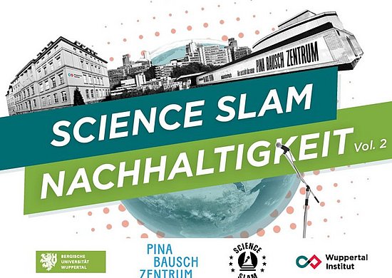 Grafik für die Bewerbung des Science Slams Nachhaltigkeit.