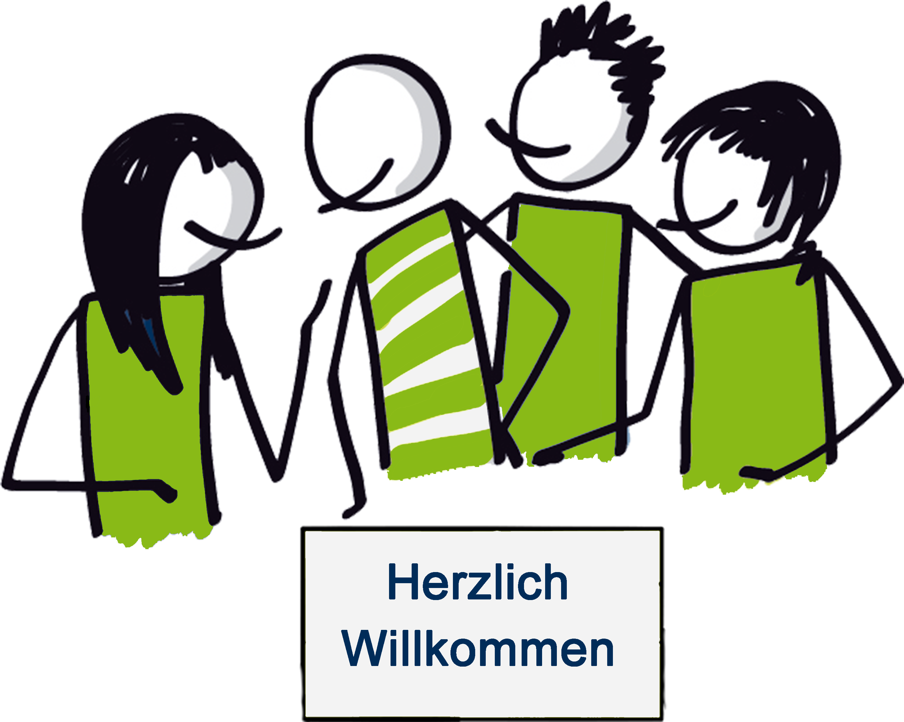 Strichzeichnung Gruppe von Menschen die miteinander reden