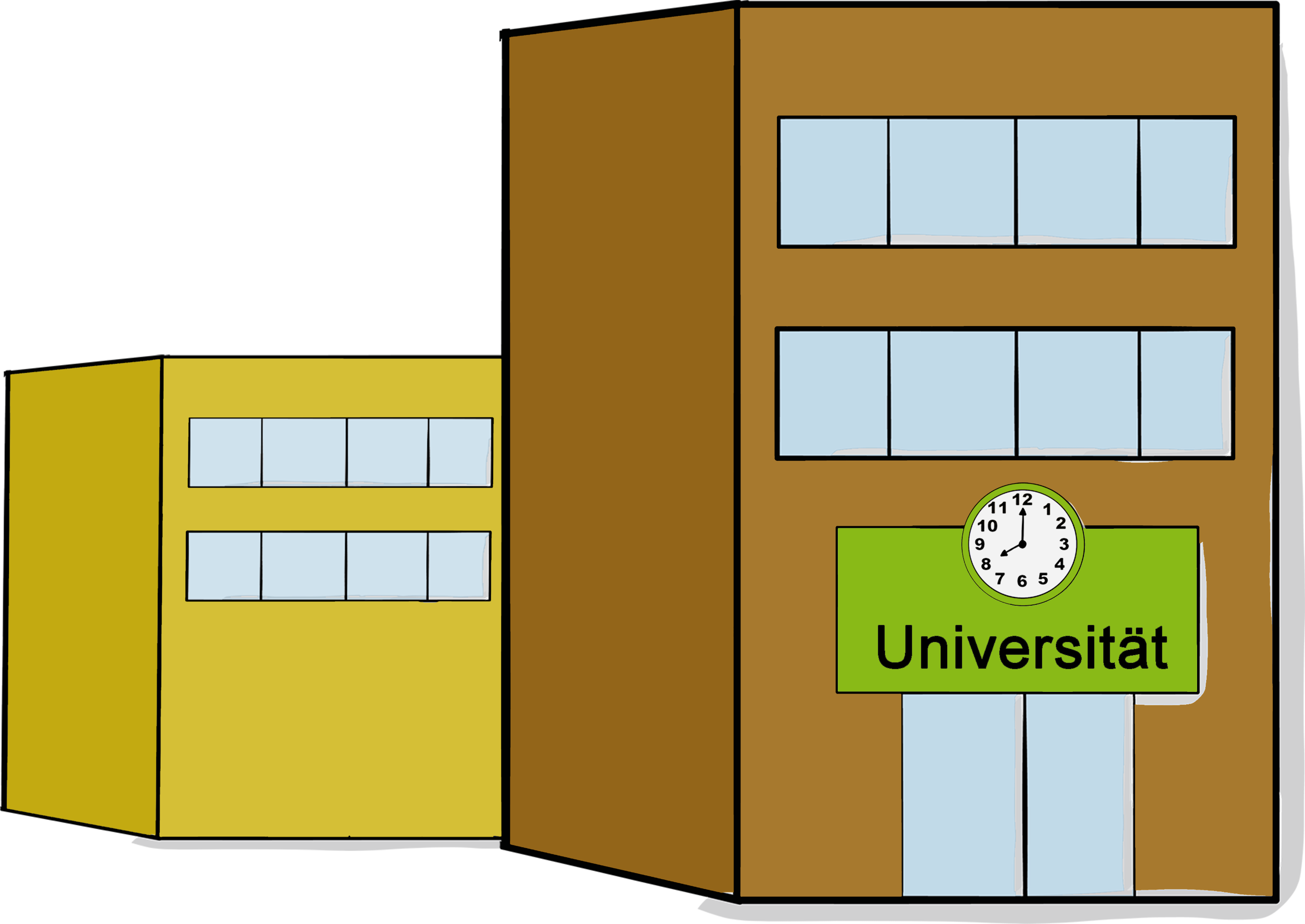 Strichzeichnung Universitätsgebäude