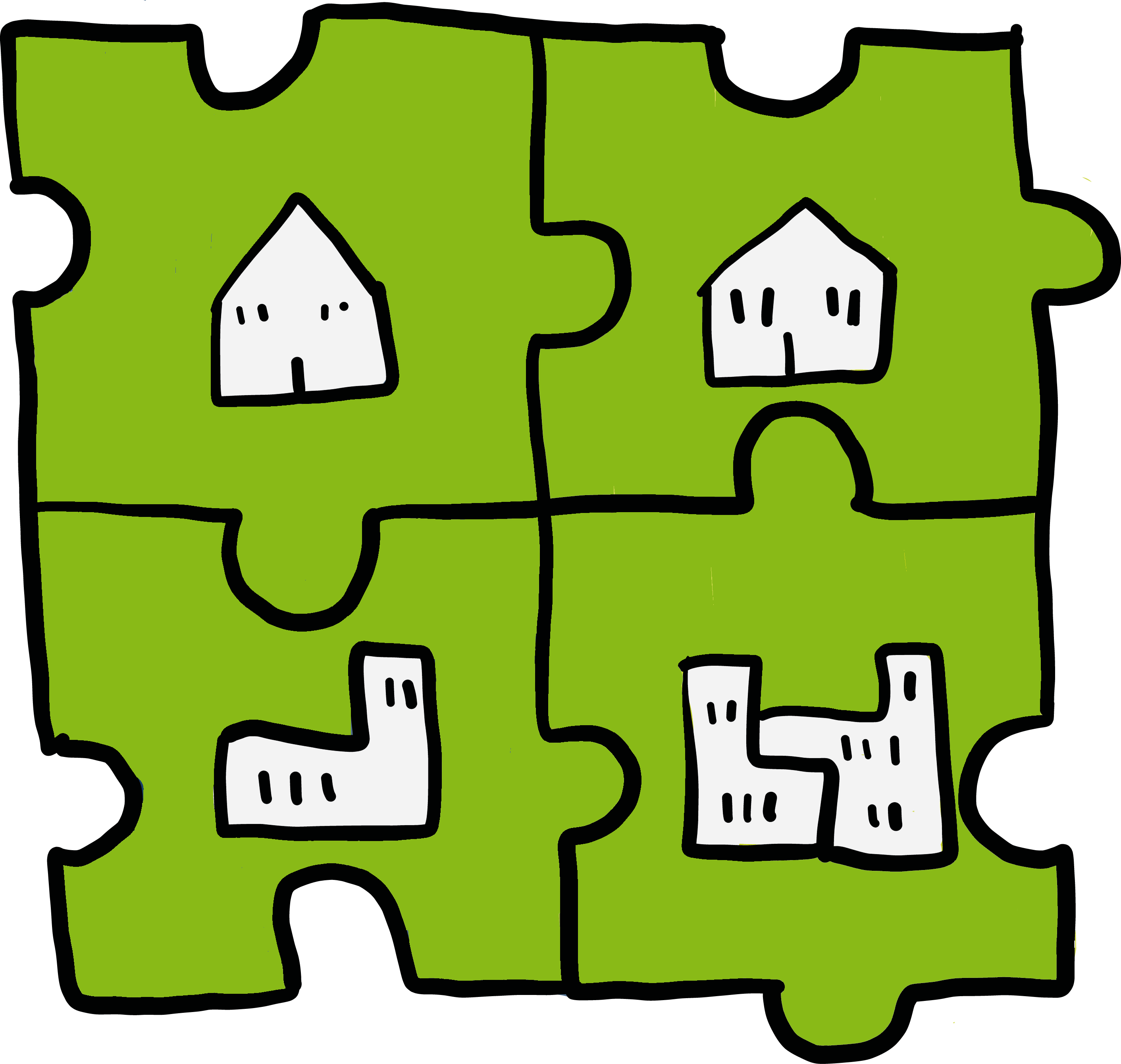 Strichzeichnung Puzzleteile